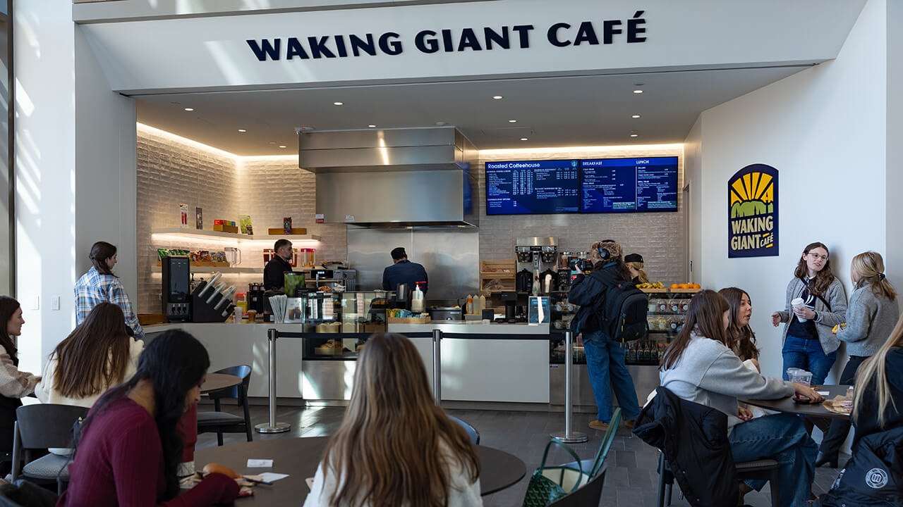 Storefront of the Waking Giant Cafe