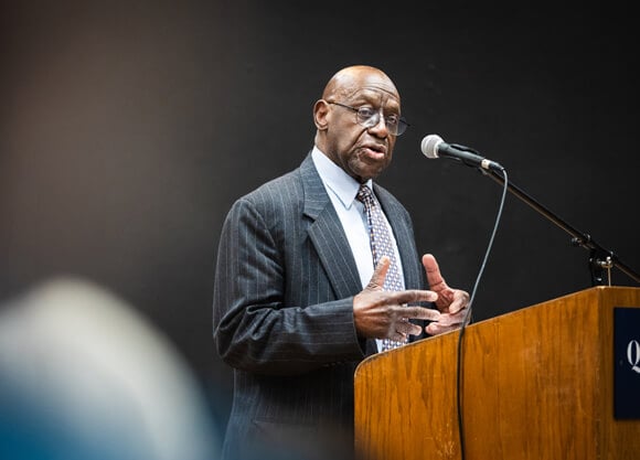 Rev. Ronald English delivers a speech