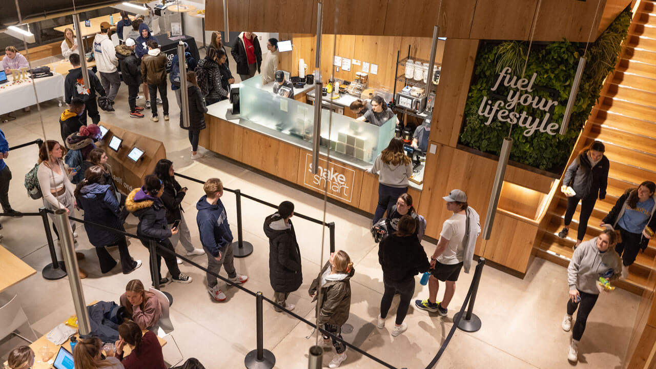 Aerial view of the new smoothie station