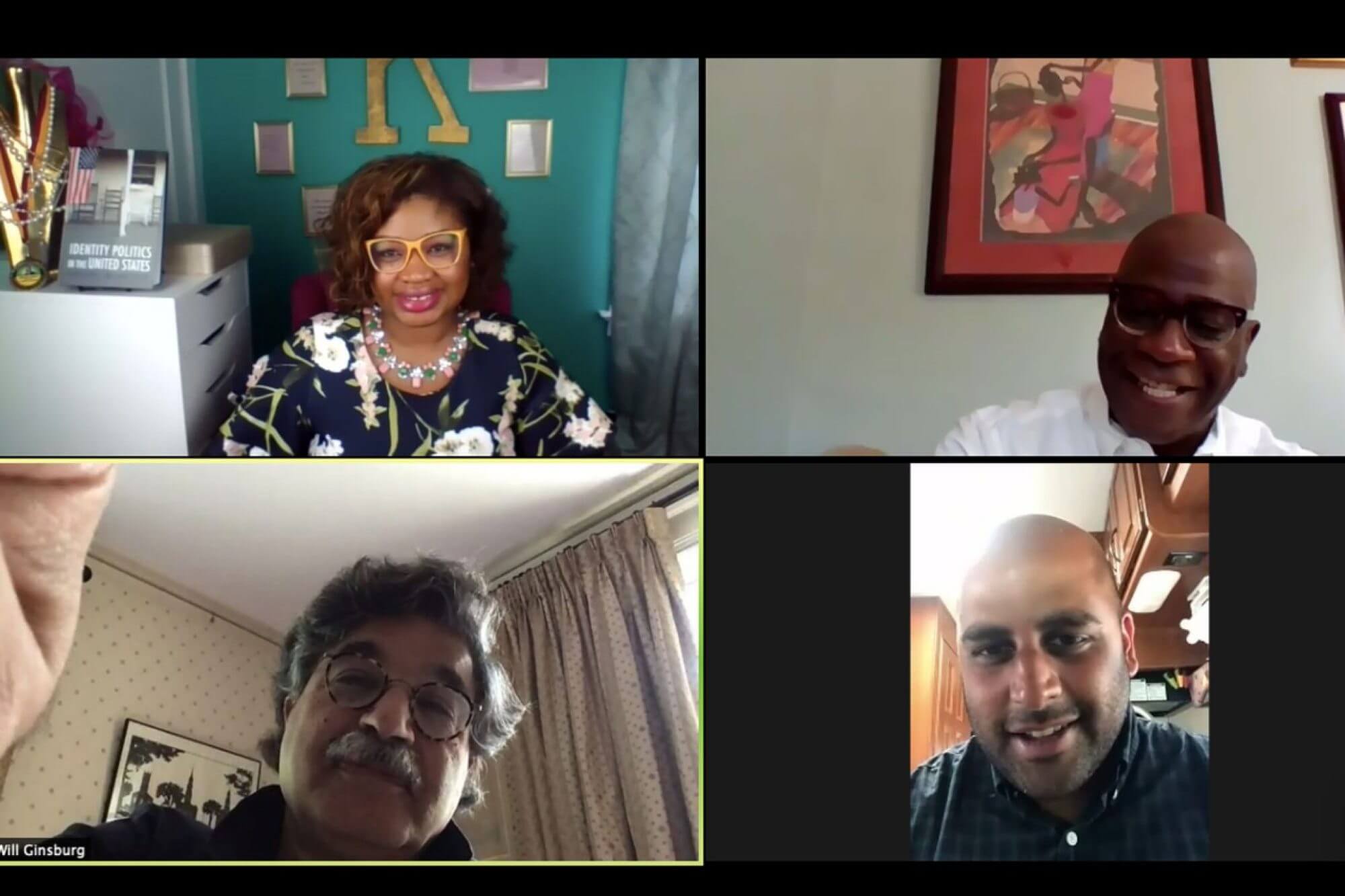 screen capture of the 4 panelists during the webinar