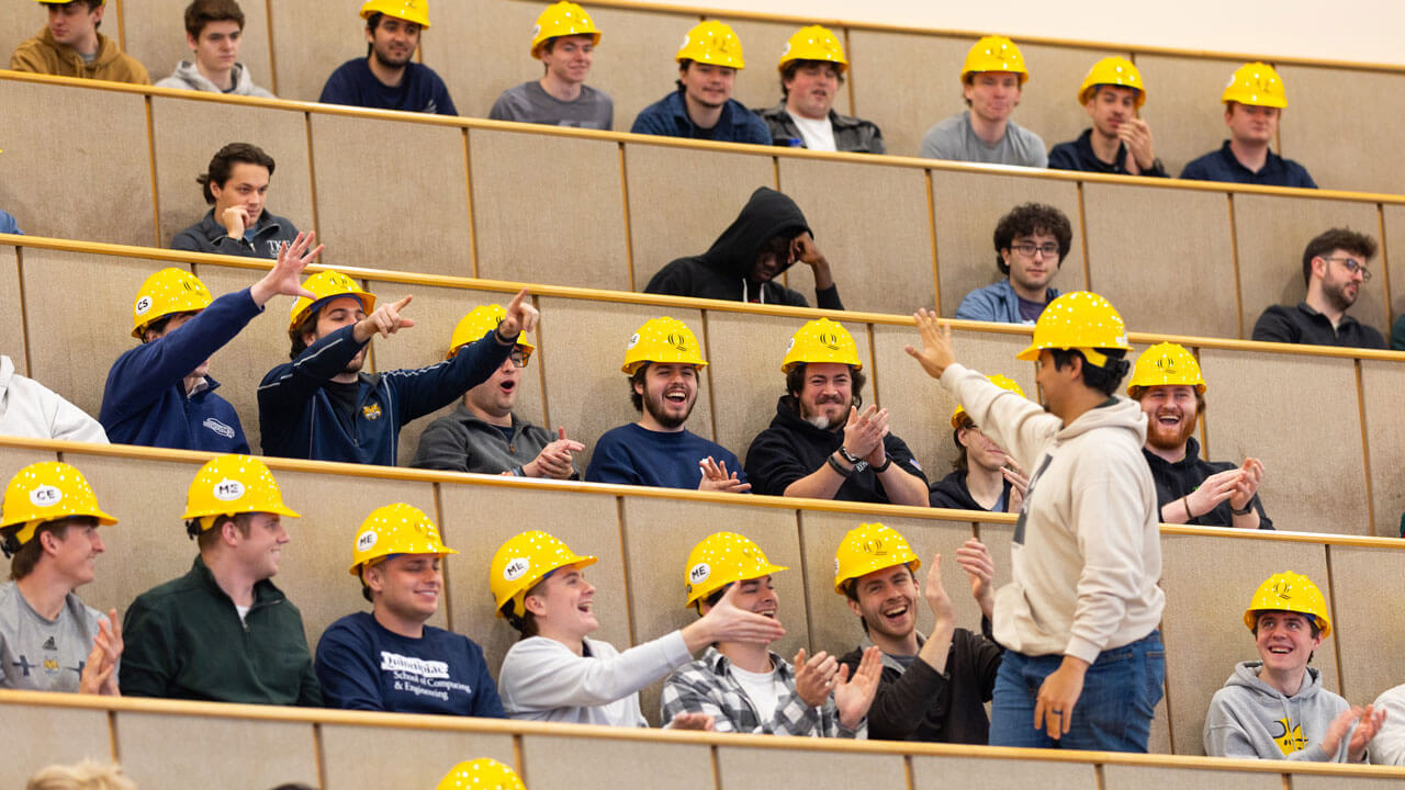 Students cheer each other on