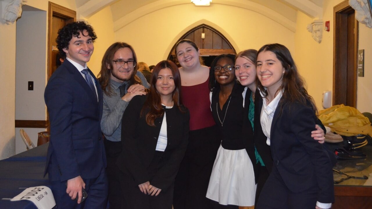 Students in the Mock Trial Association posing for a group photo