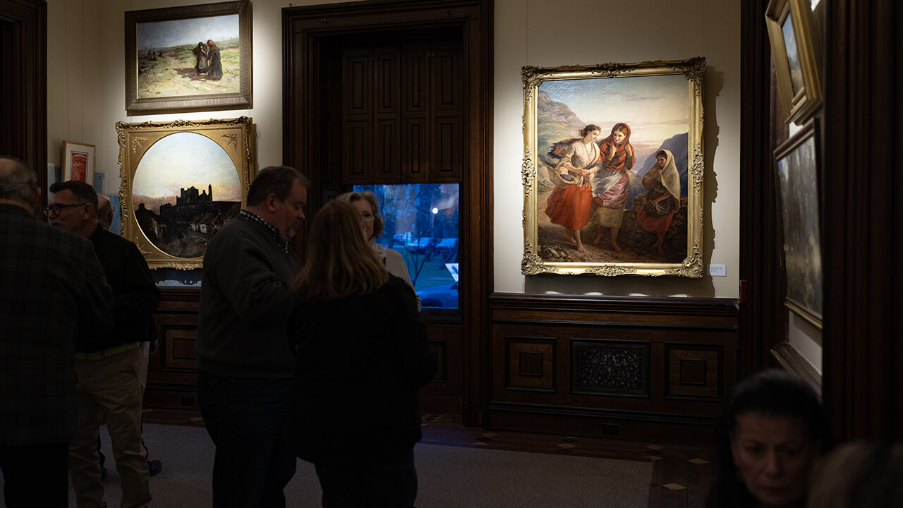 Community members gathering in the Ireland Great Hunger Museum