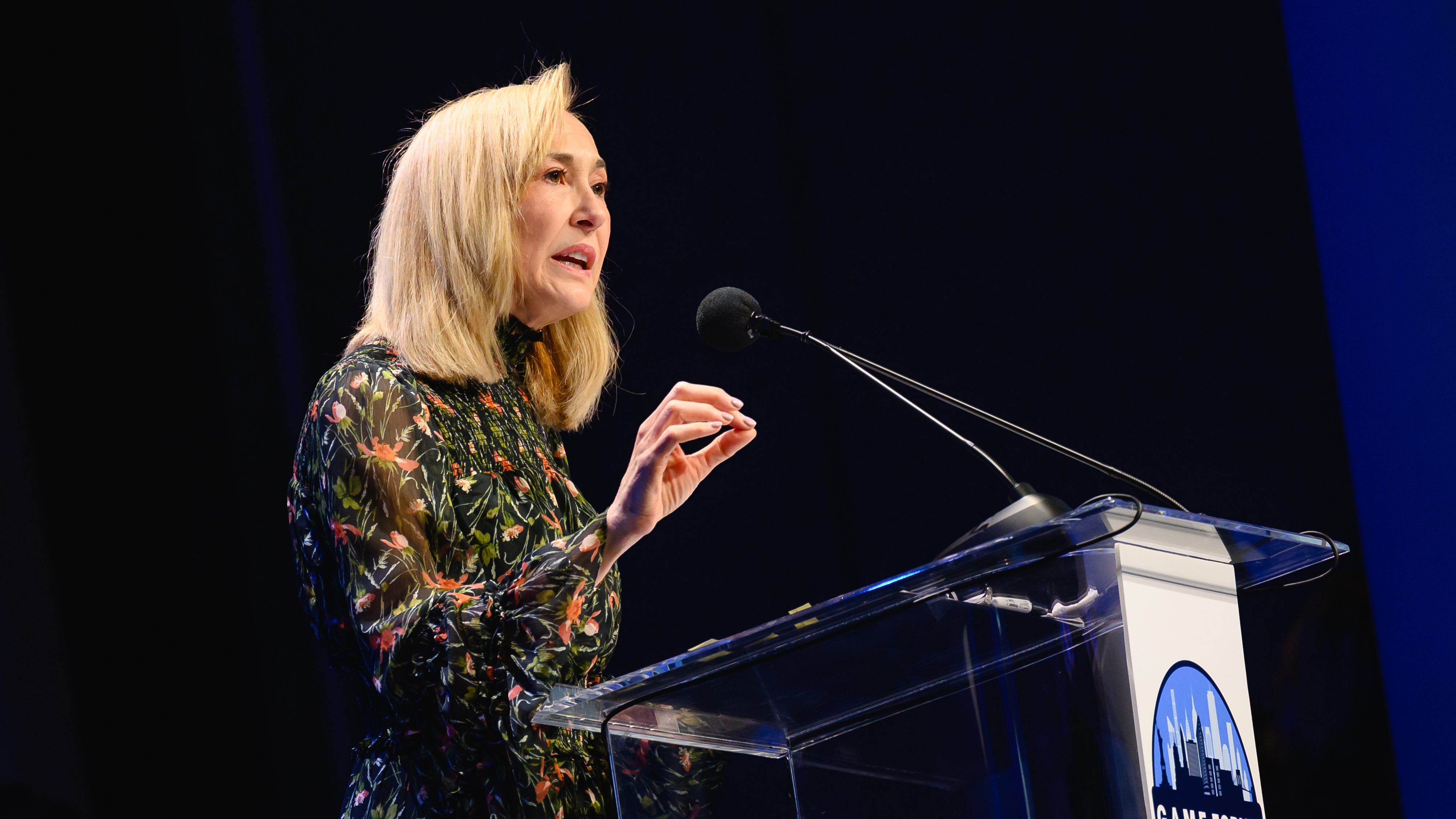 Quinnipiac President Marie Hardin at 15th annual Global Asset Management Education Forum in New York