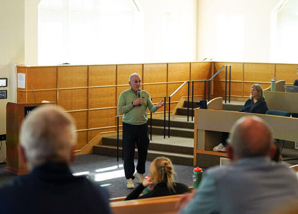 Robert Fitzpatrick speaking to a crowd