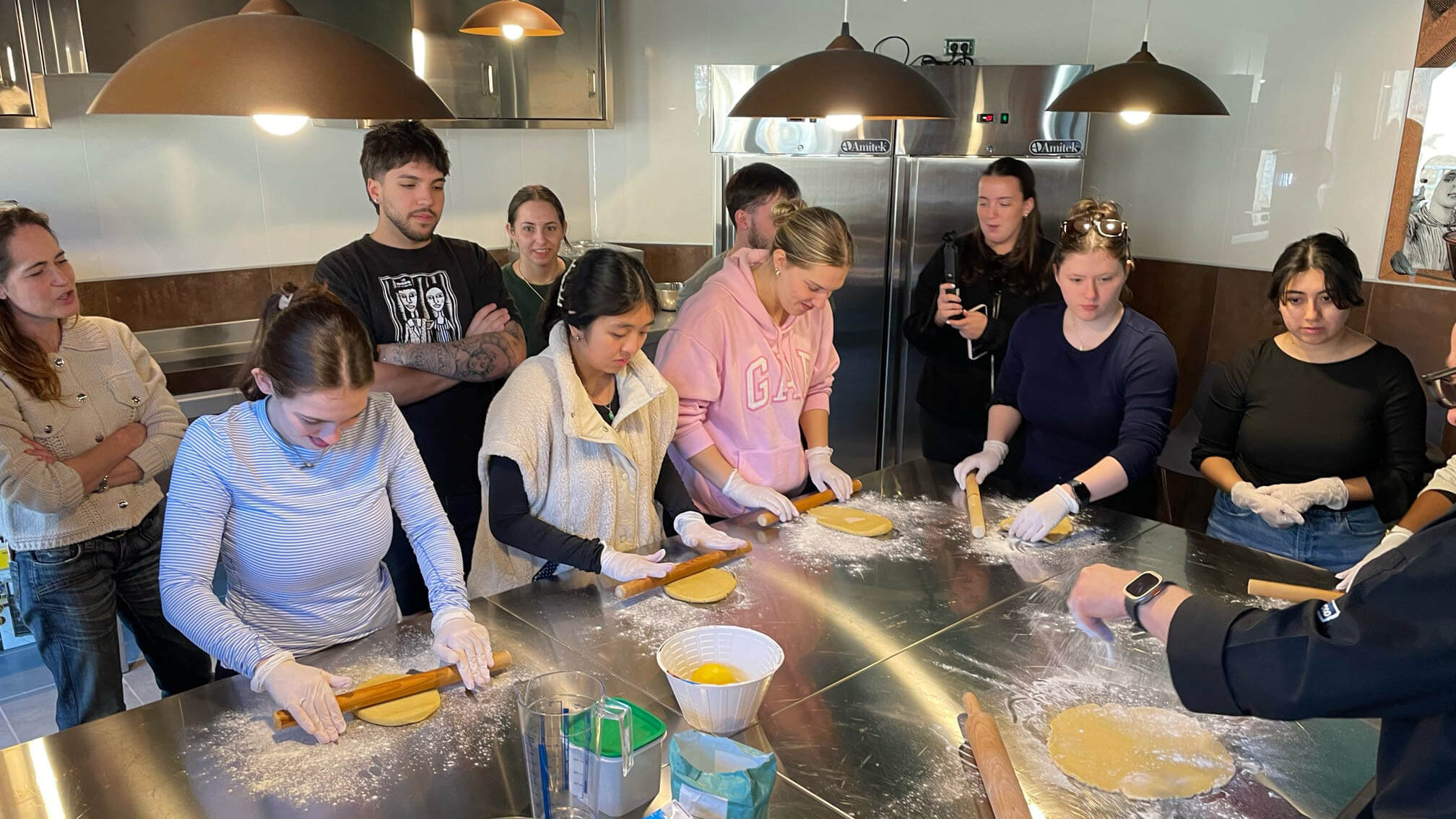 Nursing students cook together