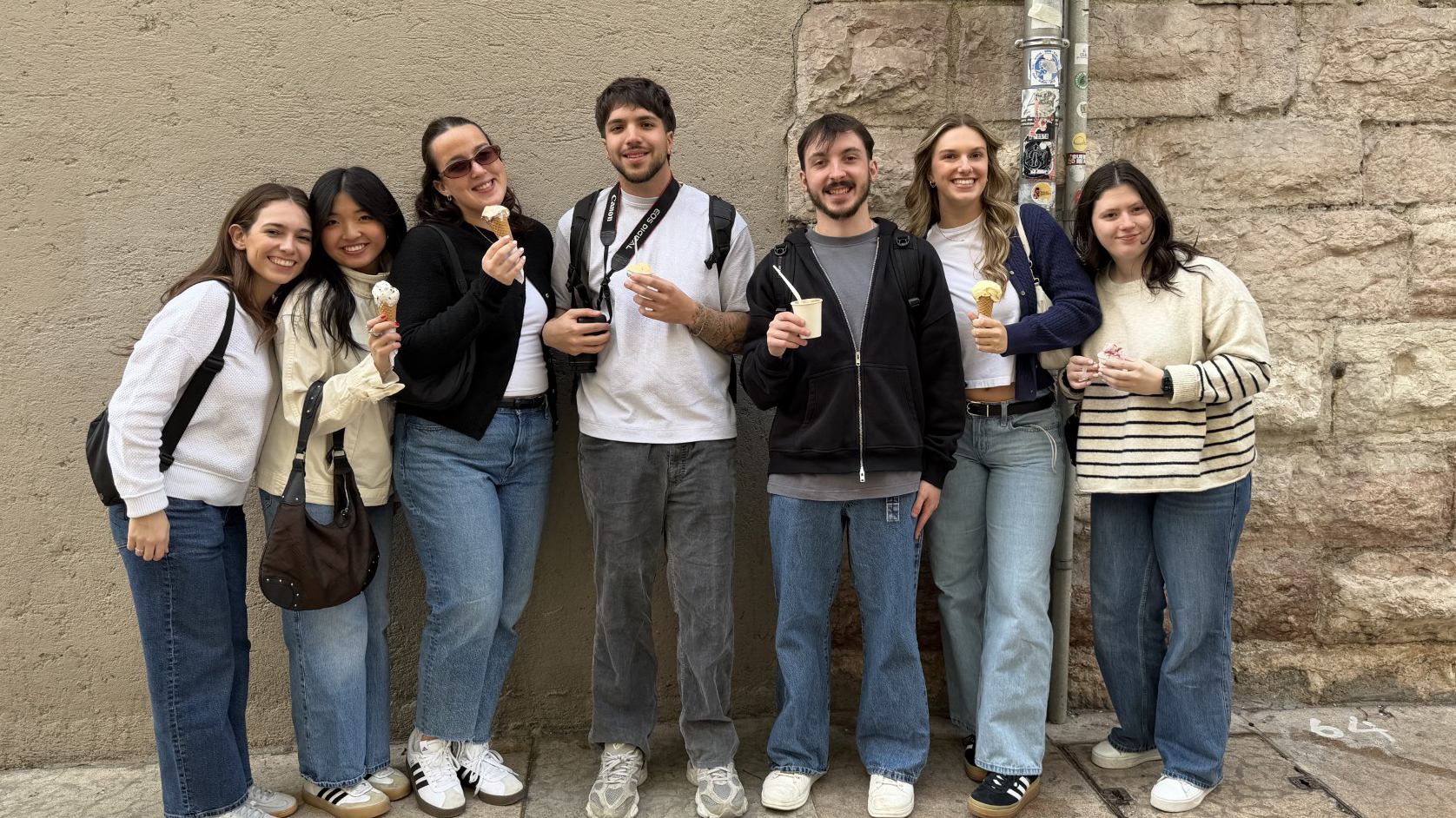 Nursing students pose with gelato during spring break trip
