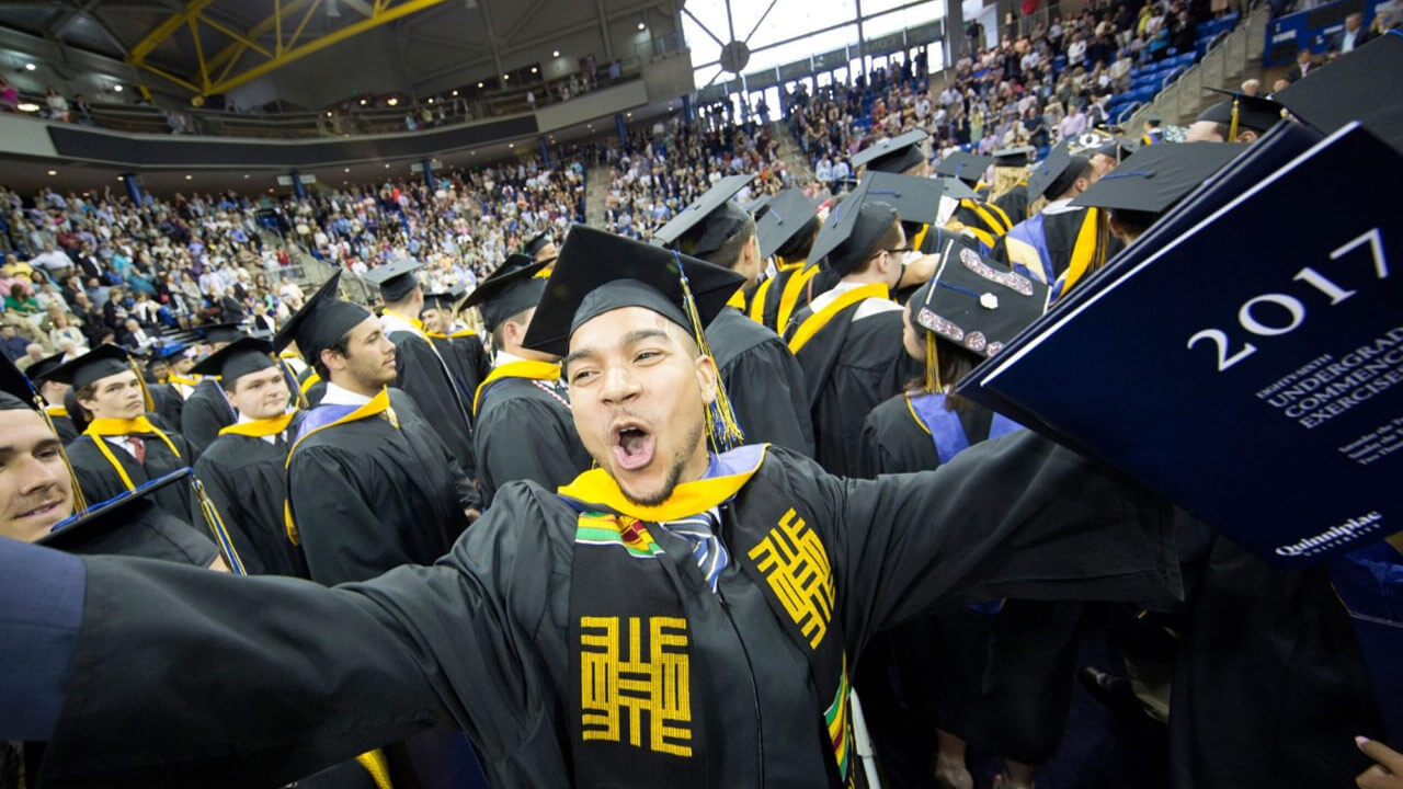 Quinnipiac University undergraduate commencement exercises for the School of Business Saturday, May 20, 2017, at the TD Bank Sports Center on Quinnipiac's York Hill Campus. ,Quinnipiac University undergraduate commencement exercises for the School of Business Saturday, May 20, 2017, at the TD Bank Sports Center on Quinnipiac's York Hill Campus