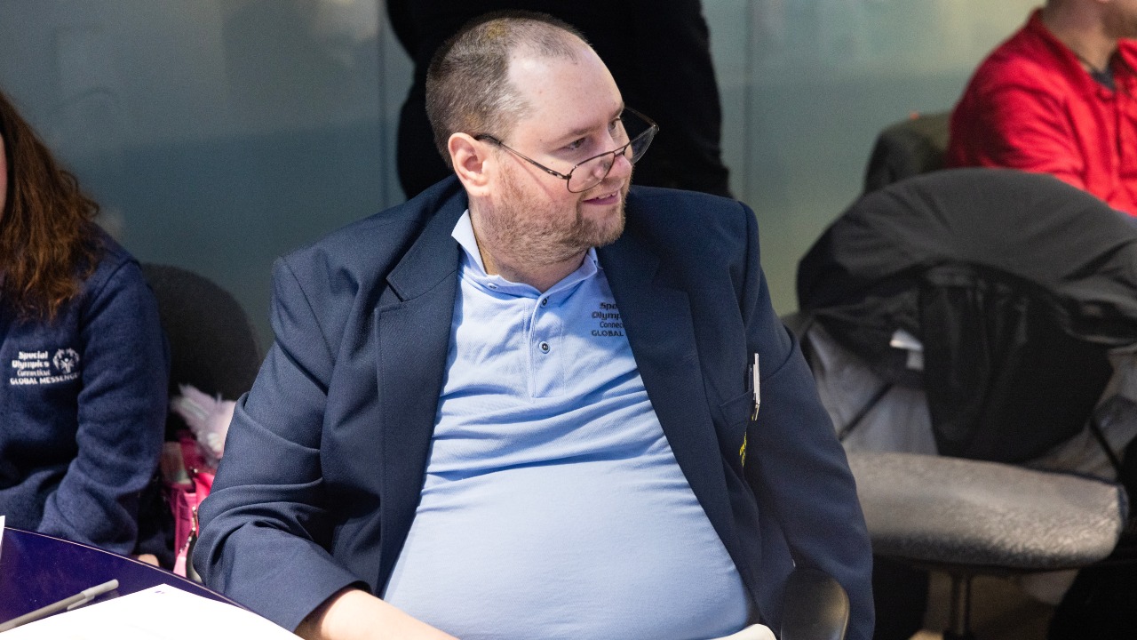 Athlete and Global Messenger at Special Olympics Connecticut media training event