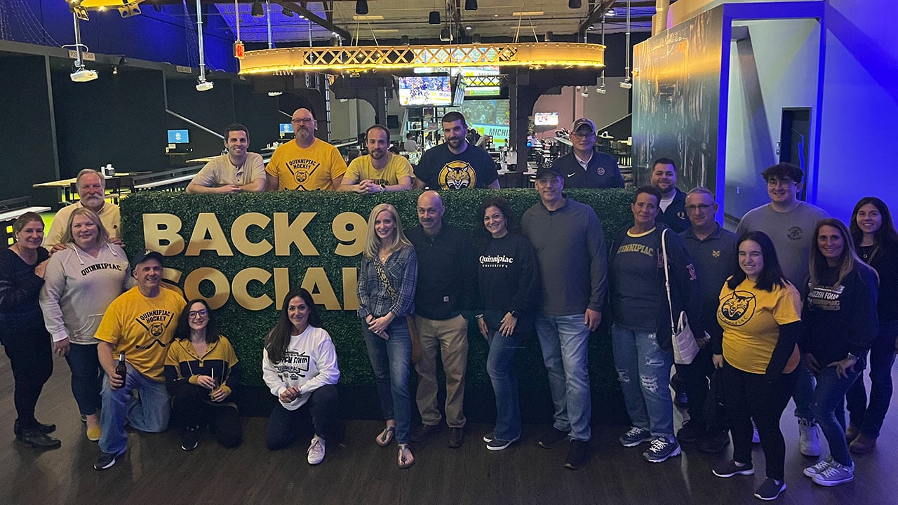 Fellow Bobcats attend a watch party in Wallingford, CT