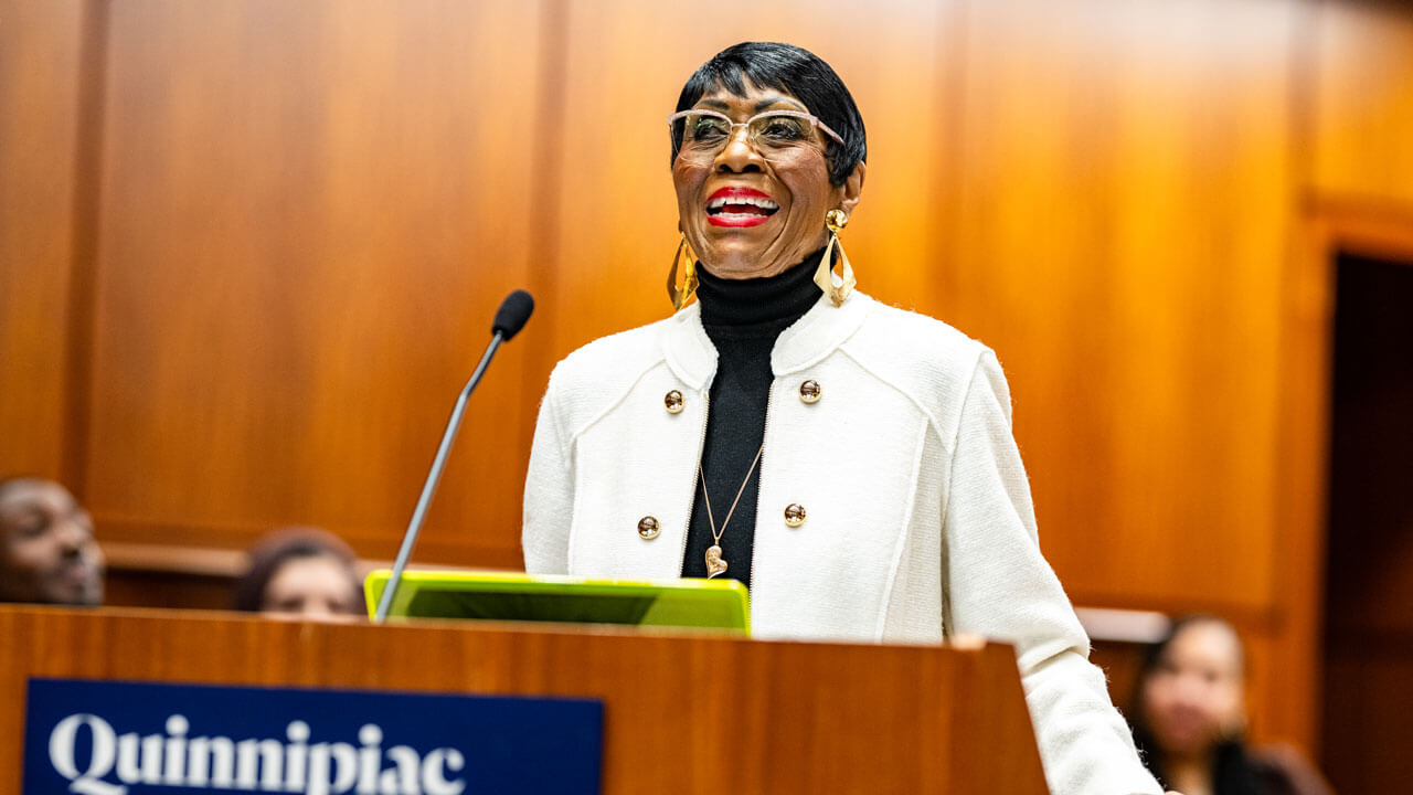 Presenter gives speech