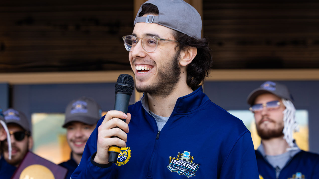 Teammate giving speech