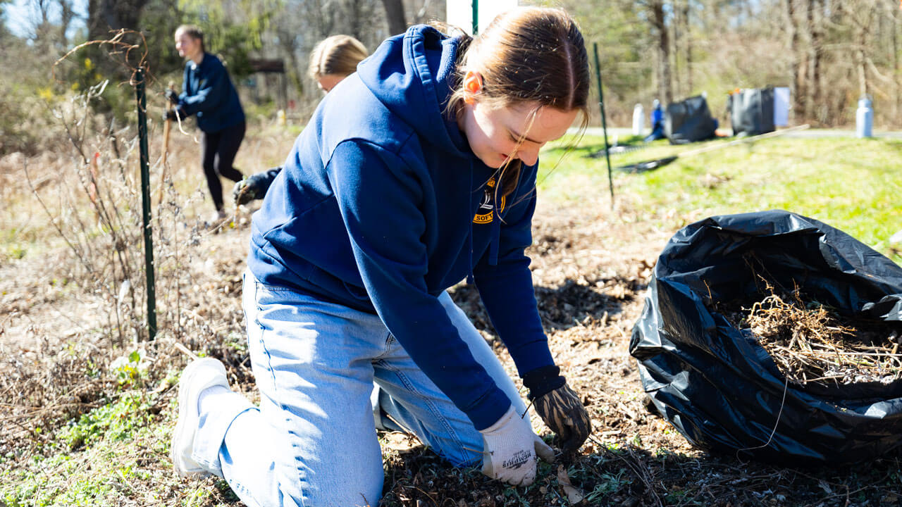 Student taking action to support their community at Big Event 2026