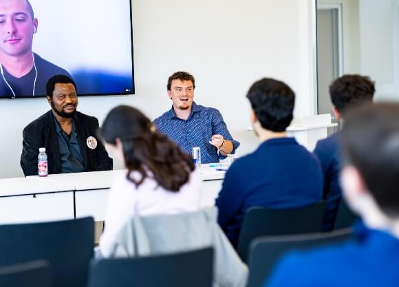 Panelist speaking to students at Global Supply Chain Forum