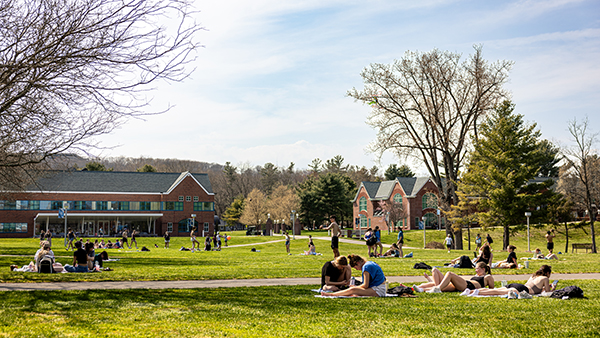 Students enjoying picnics on the Quad