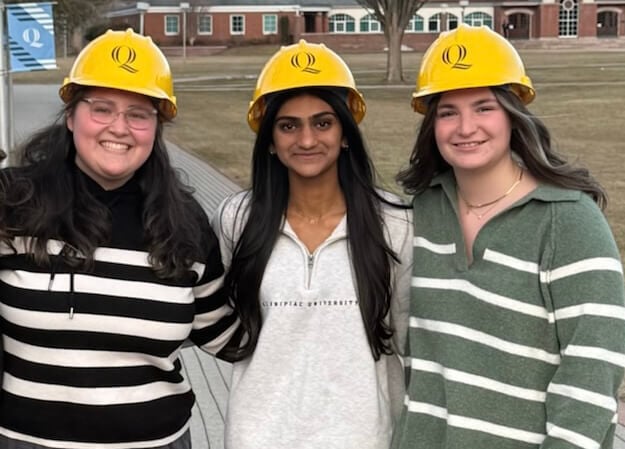 Quinnipiac University School of Computing & Engineering students Adelina Chocho, Reeya Patel and Megan Mohr