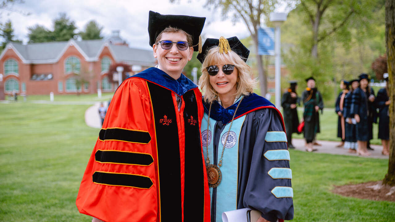Judy Olian poses for a photo with Debra Liebowitz