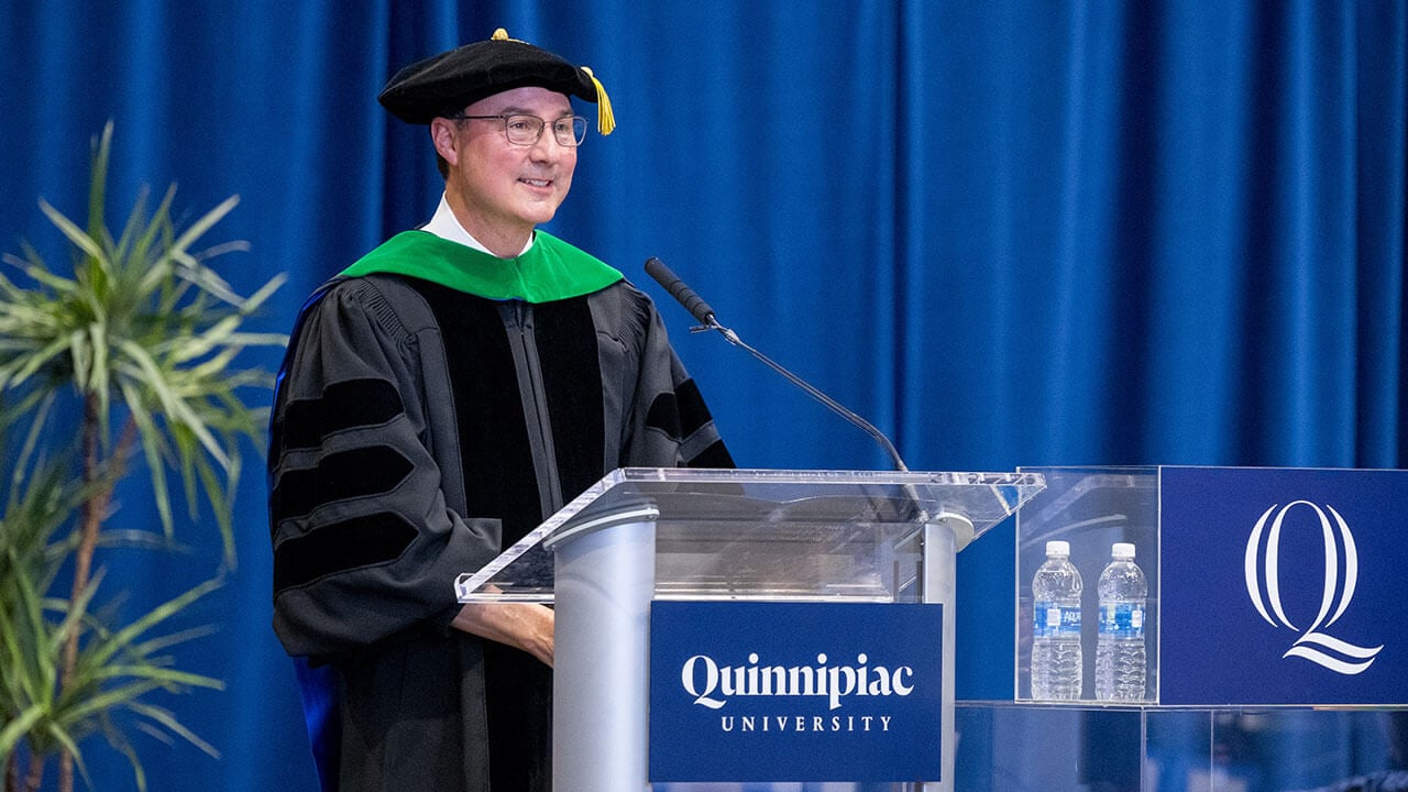 Professor standing at a podium