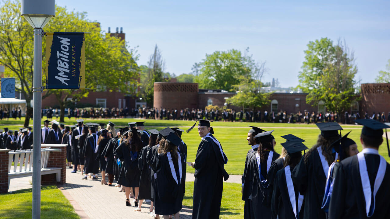 Commencement line moving to be seated