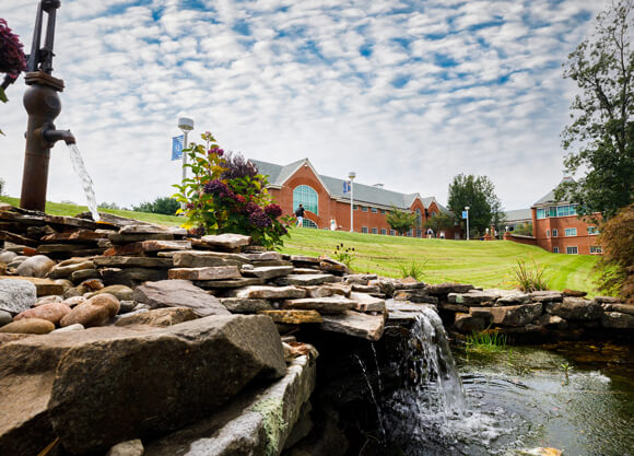 The reflection pond adjacent to the Quinnipiac pond