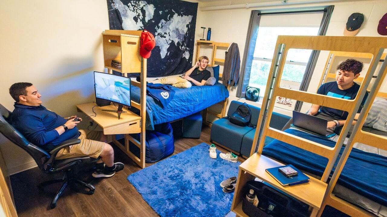 Students chatting in residence hall