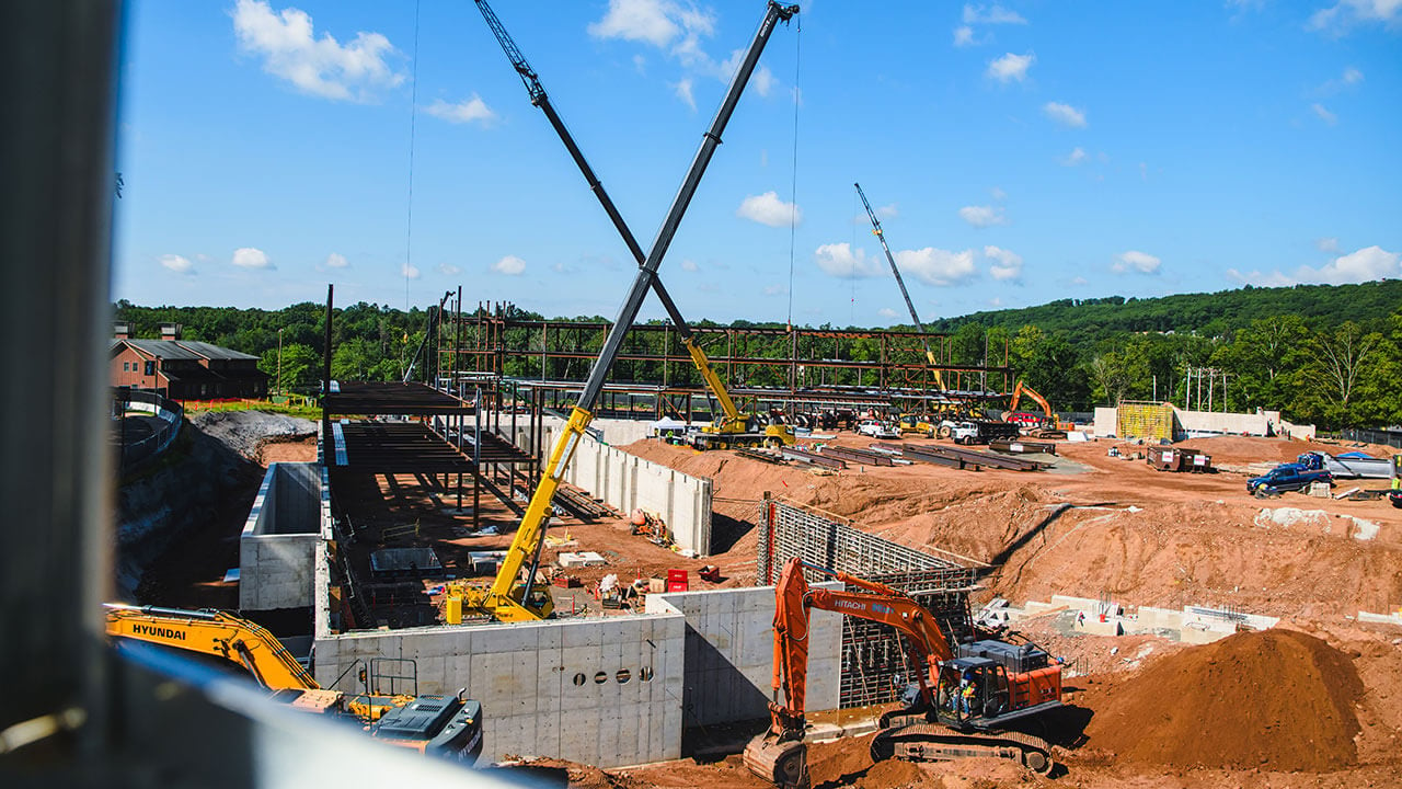 A bird's eye view of the South Quad construction