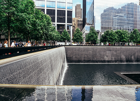The National September 11 Memorial at the World Trade Center.