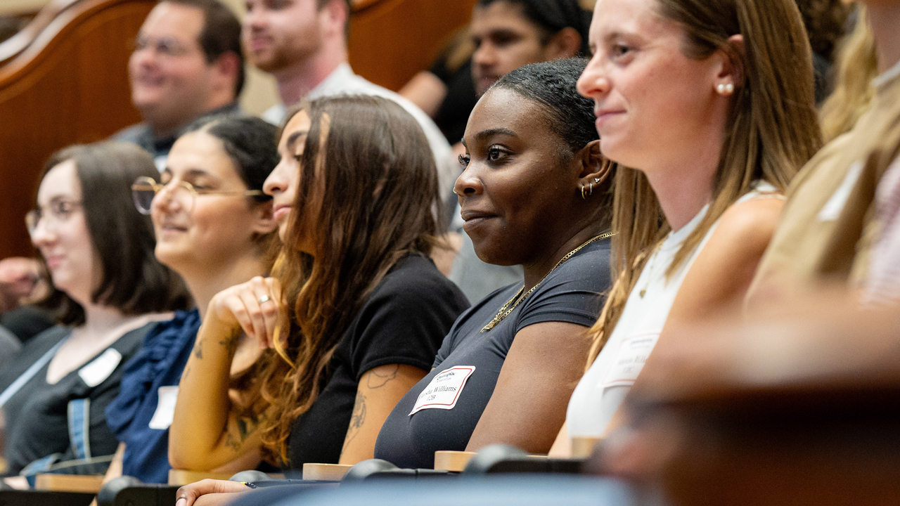 Students sit in a room