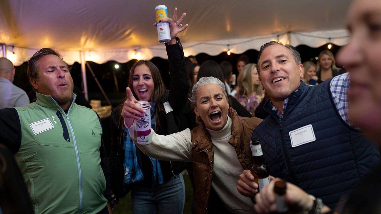 Alumni celebrate at a social during Bobcat Weekend