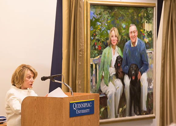 Barbara Netter speaks at the opening of the Frank H. Netter School of Medicine.