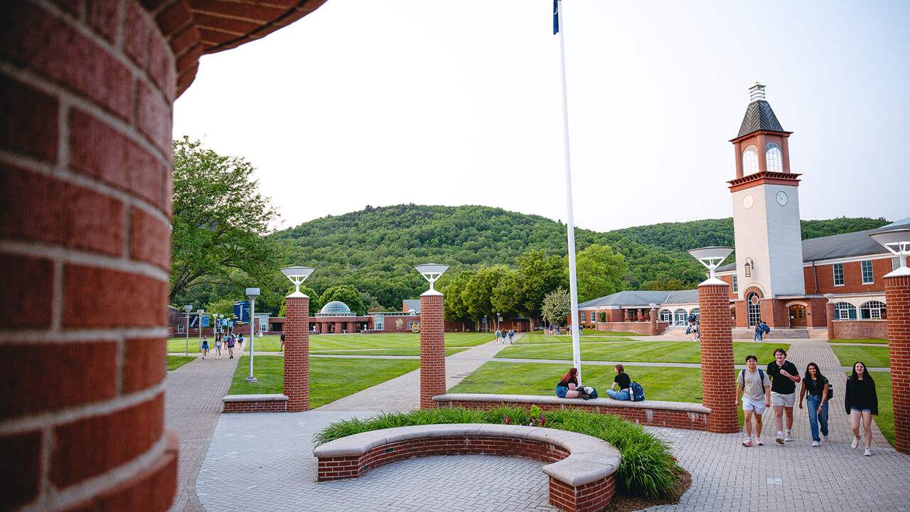 Students walking across the Quad