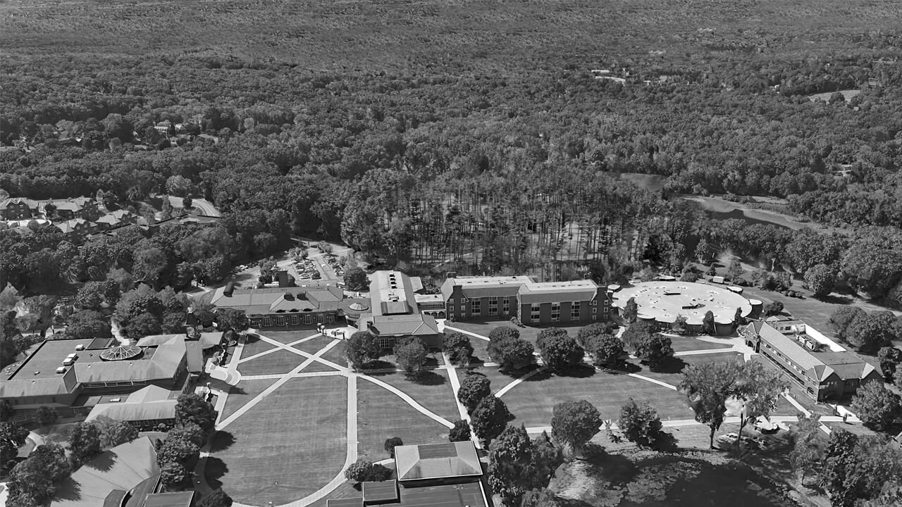 Historic aerial view of state of the Mount Carmel Campus