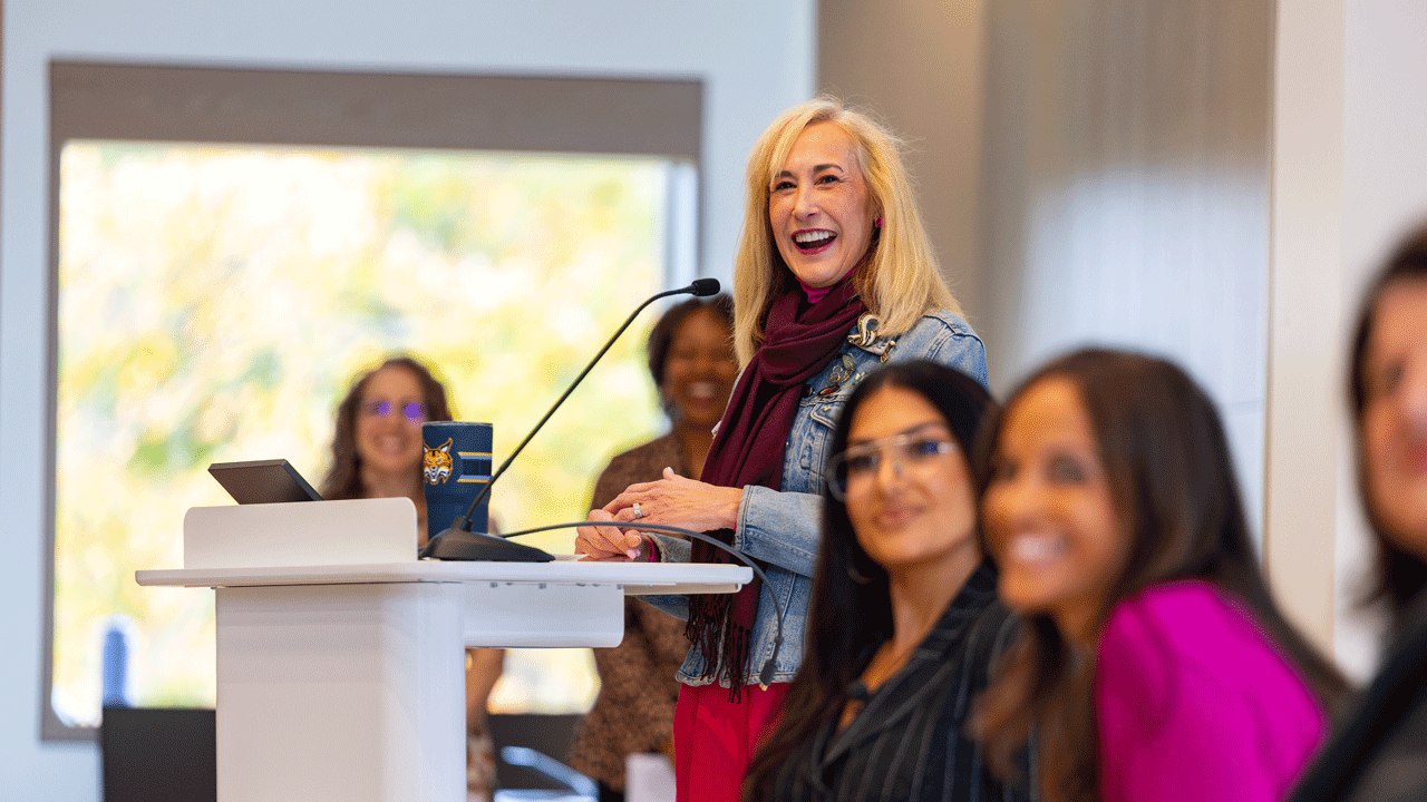 President Marie Hardin smiling