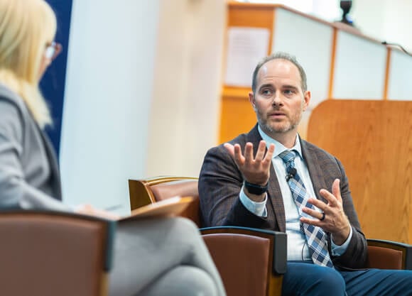 Eric Marrapodi speaks at the Critical Conversations Speaker Series