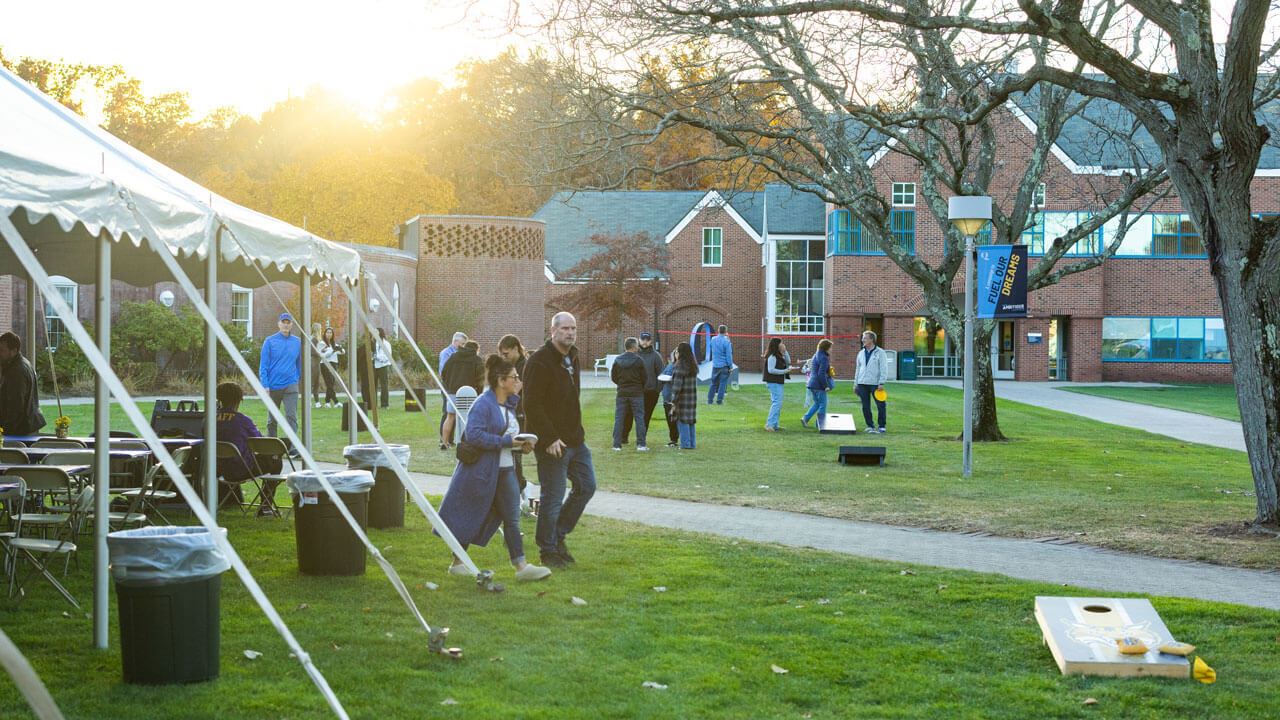 Photo of the bobcat welcome celebration set up on the Mount Carmel Campus.