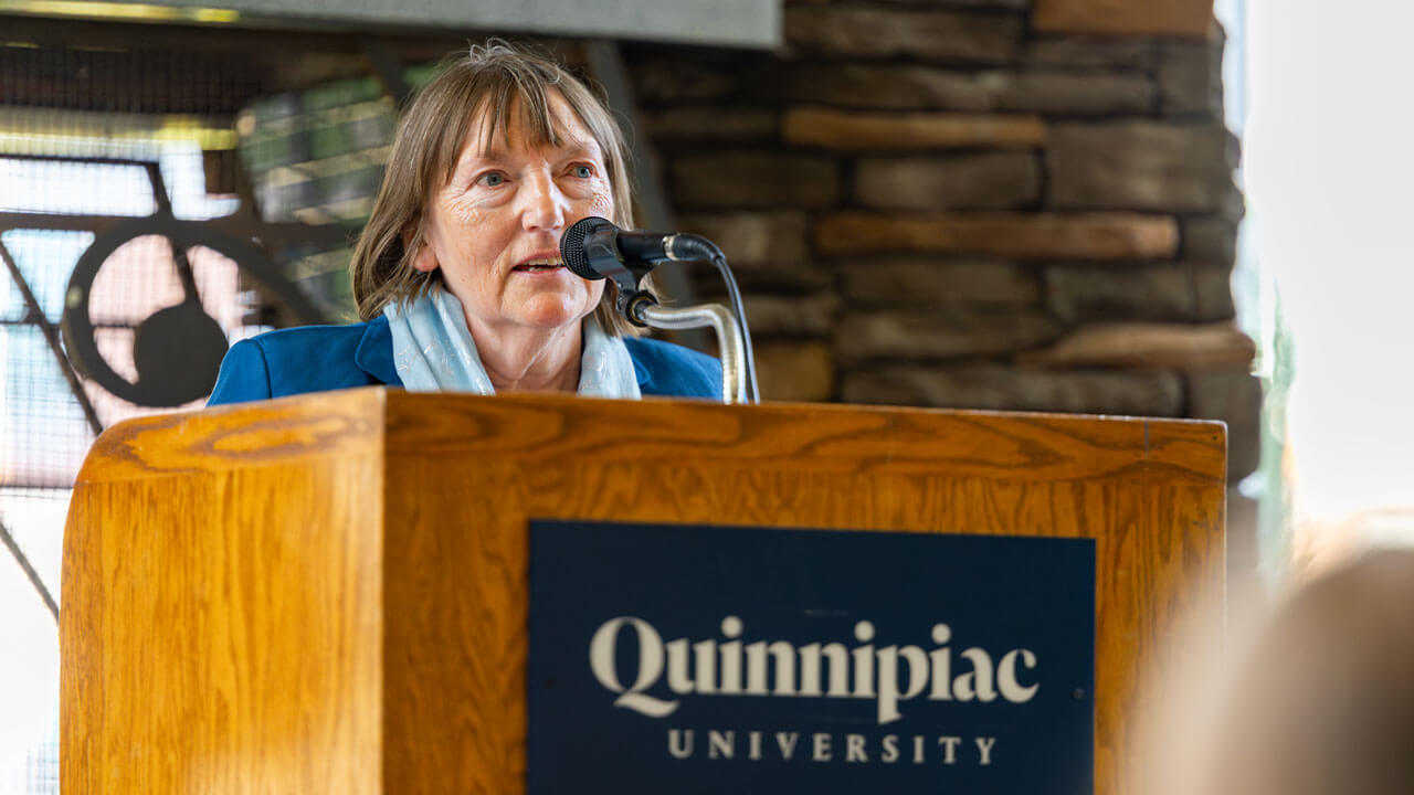 Presenter talking to crowd at the indigeneity initiative teach in