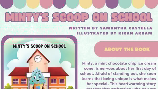 Flyer for Minty's Scoop on School book by Samantha Castella
