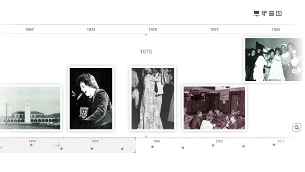 Screen capture of a timeline of Quinnipiac photos
