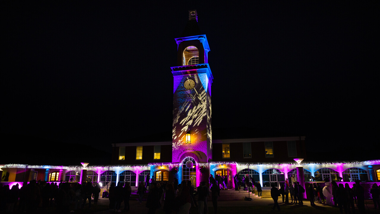 The clocktower with lights