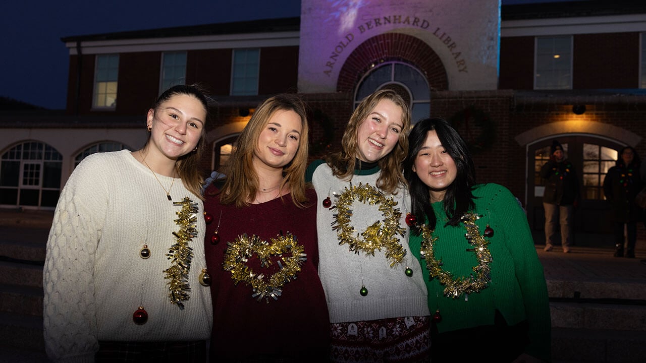 Students joyfully participating in the ugly sweater contest