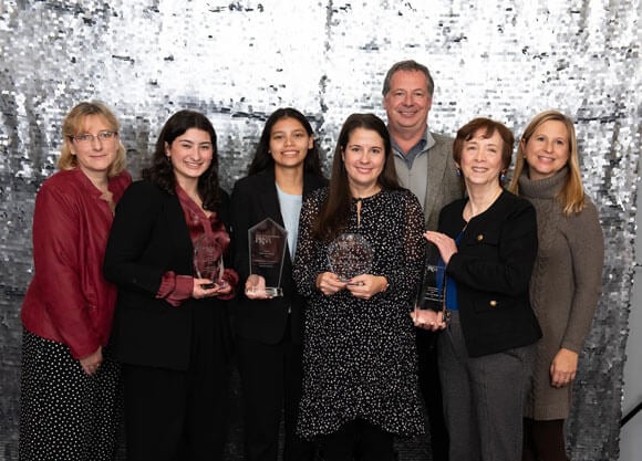 Quinnipiac faculty and students smile for a photo at the 2024 PRSA Mercury Awards.