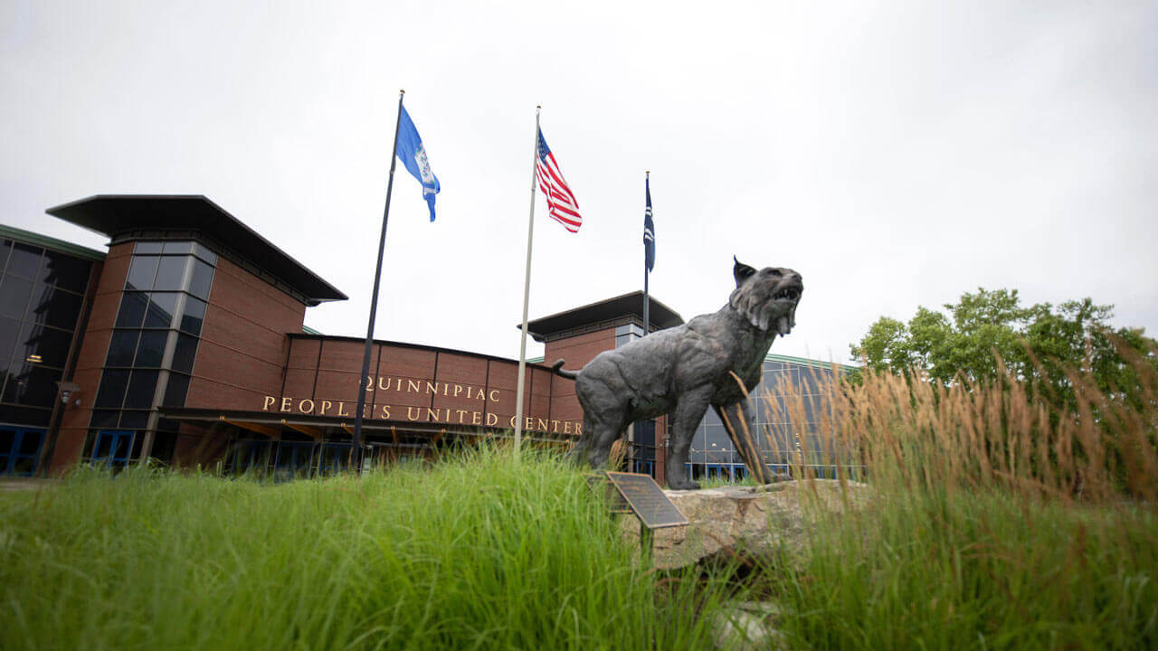 Bobcat statue in front of people's united center