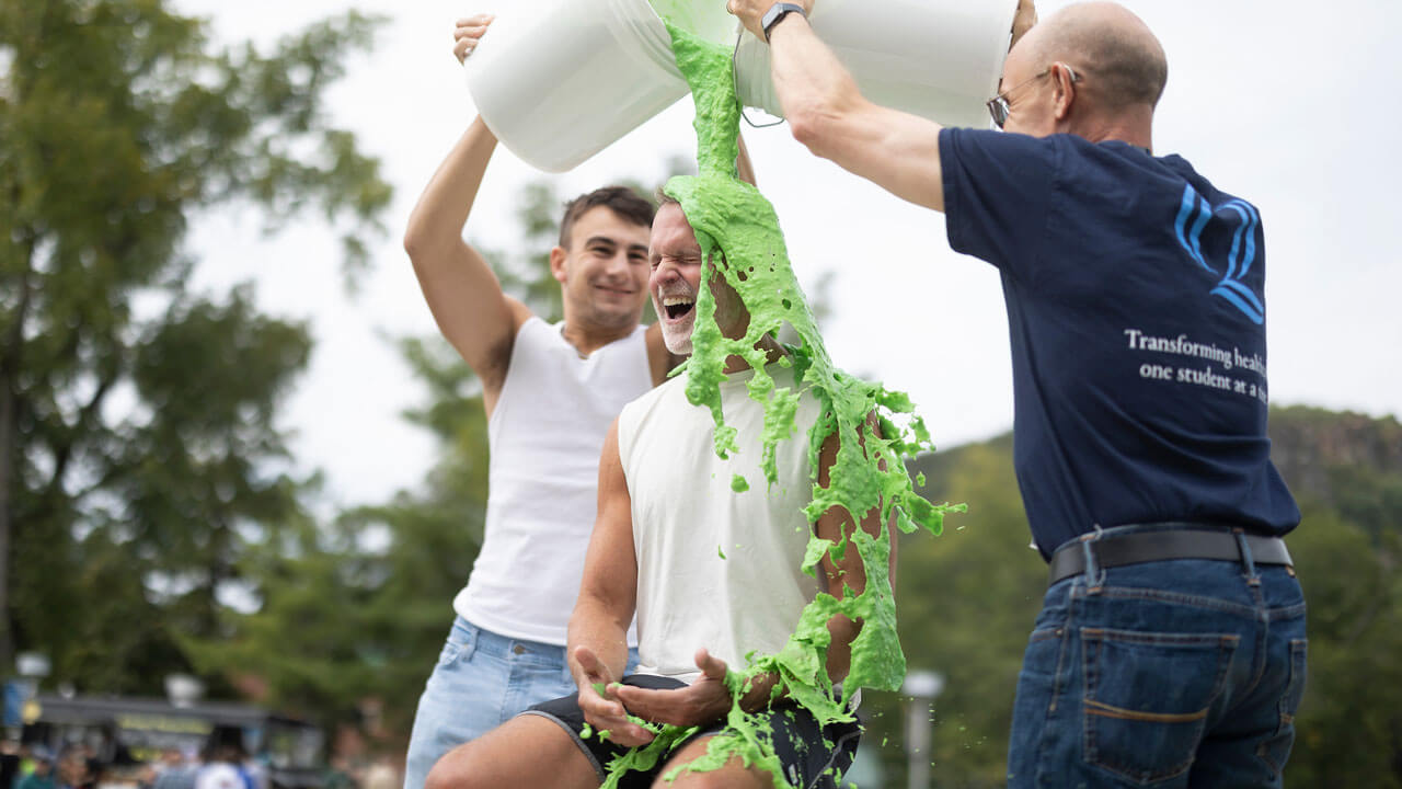 Tom Ellett gets slimed at Bobcat Weekend