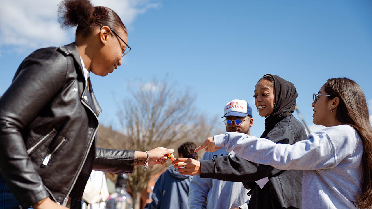 A student makes a purchase.