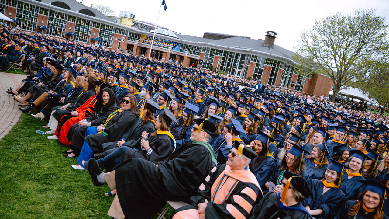 The 2024 School of Health Science graduates sit and wait eagerly to receive their diplomas on Commencement day.