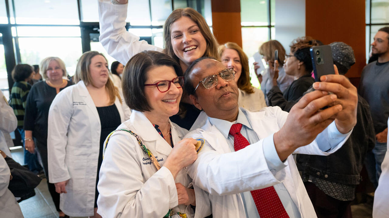 Nursing students taking a photo together