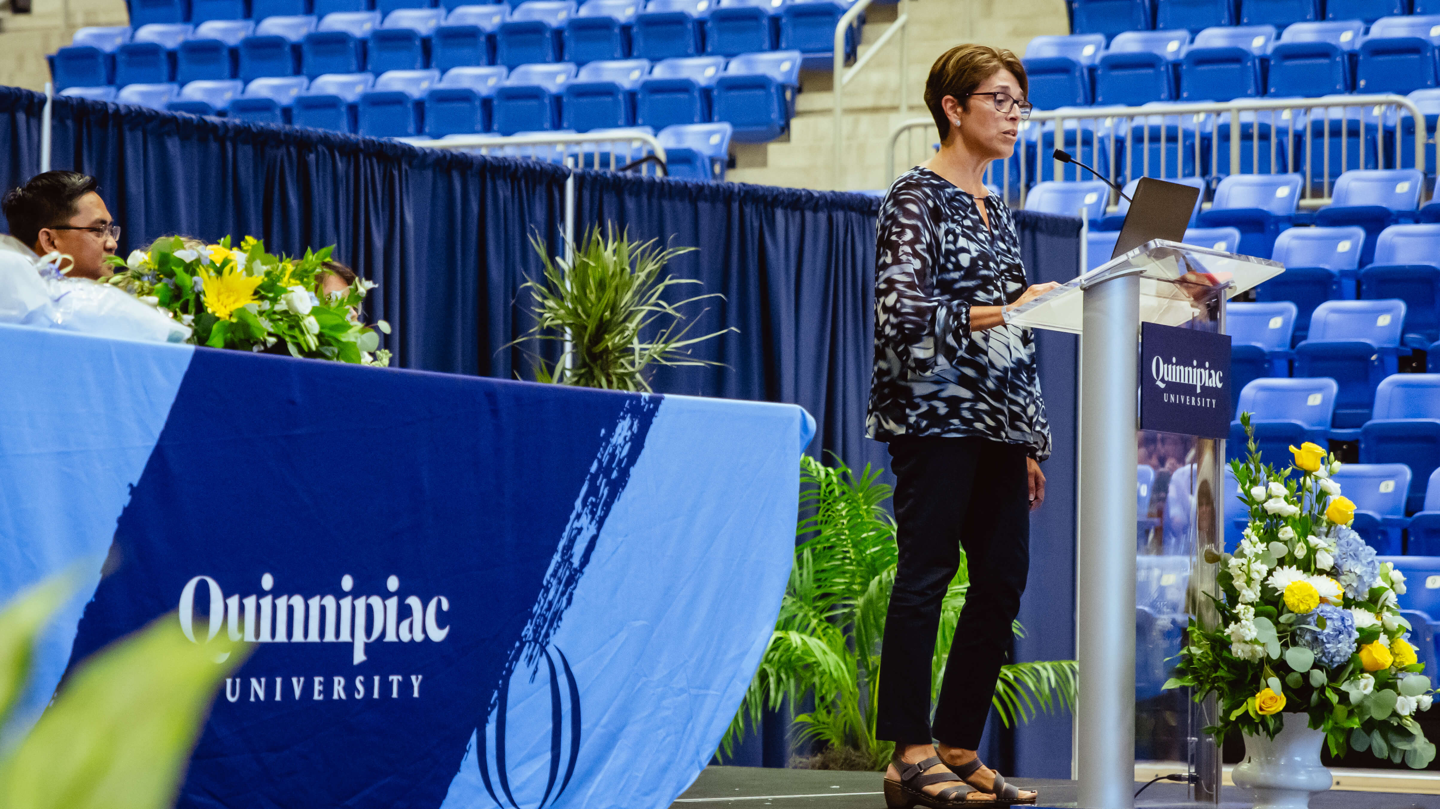 A guest speaker talks to the Class of 2023