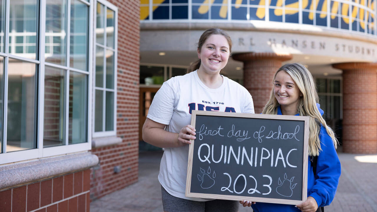 Students pose on their way to class