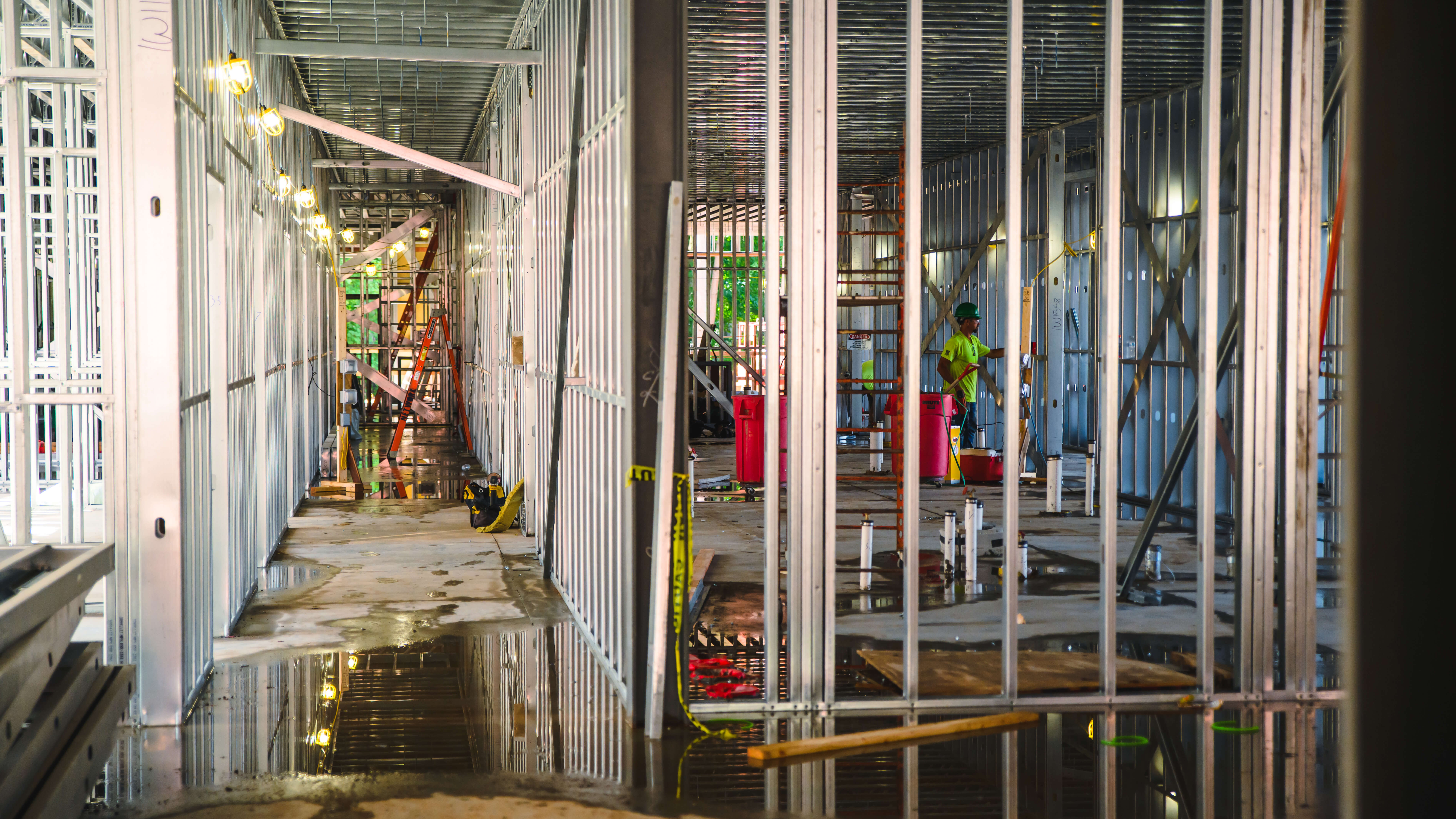 A view of the inside structure of the new south quad