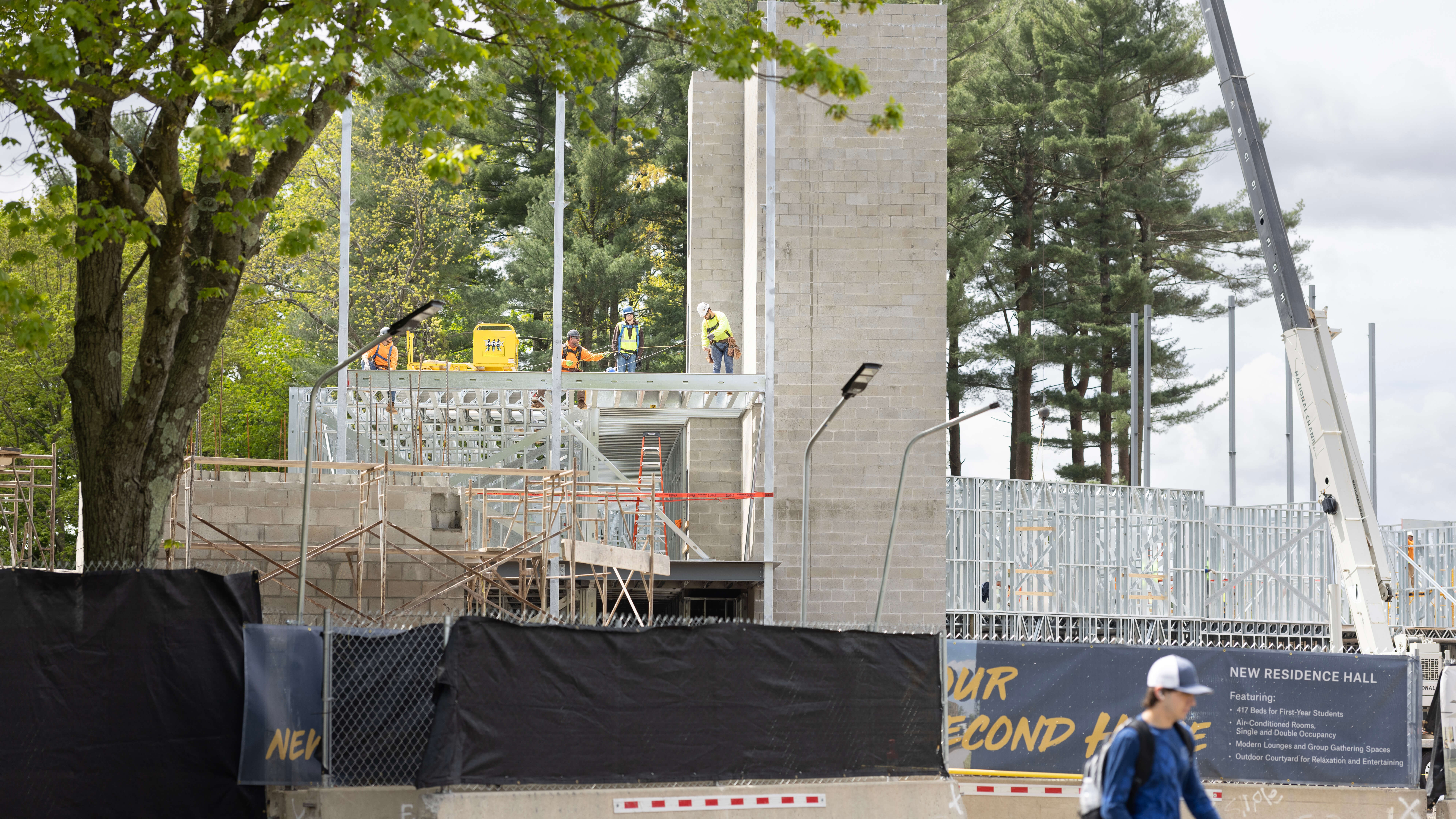 View of the new South Quad from the New Road entrance parking lot